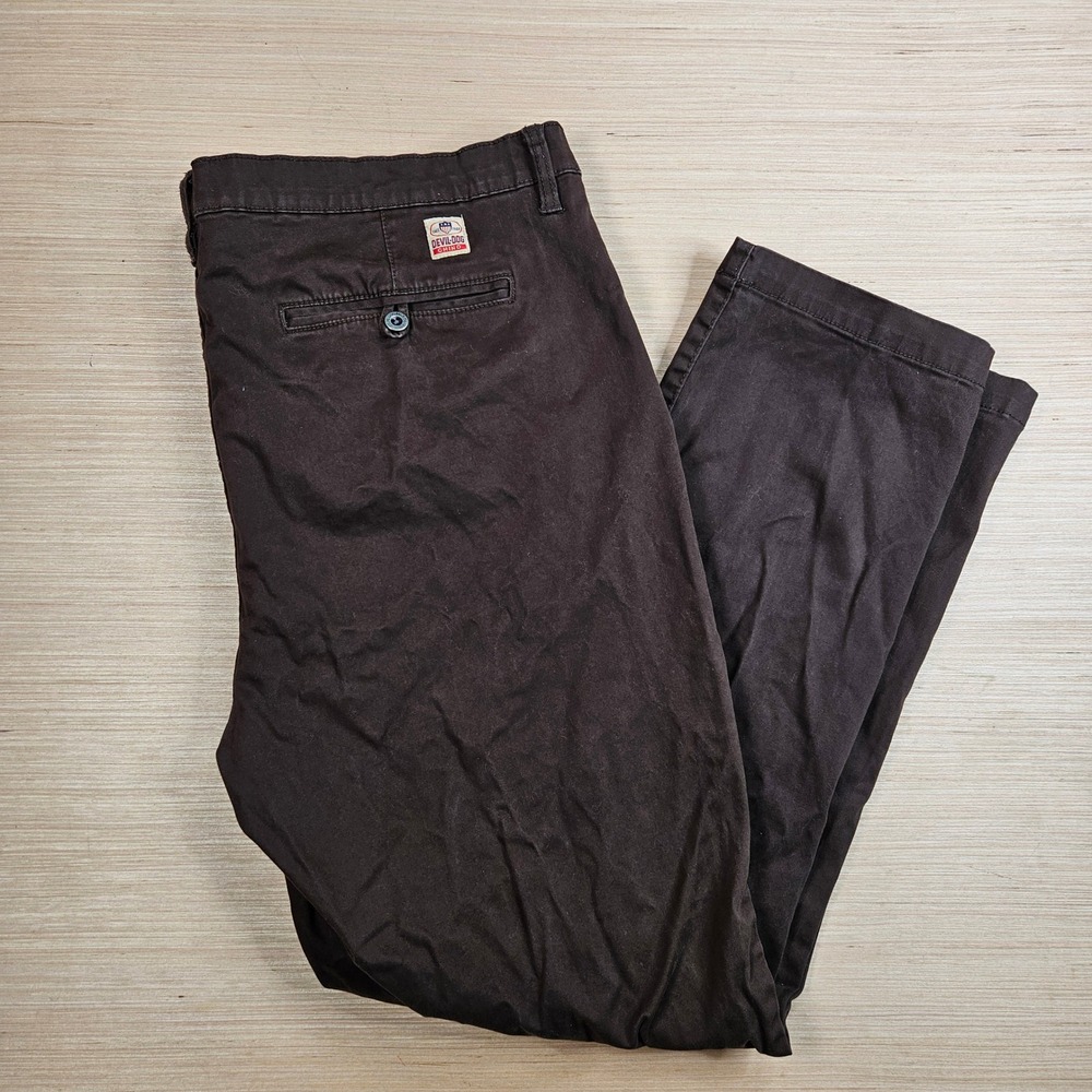 Devil-Dog Dungarees Pants Men 40X30 Fit 40x29 Brown Chino Stretch DD8033 Casual